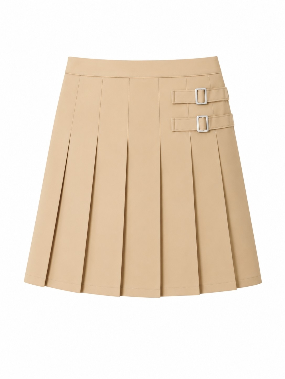 French Toast Girls' Double-Buckle Pleated School Uniform Skirt – Khaki & Navy Bl